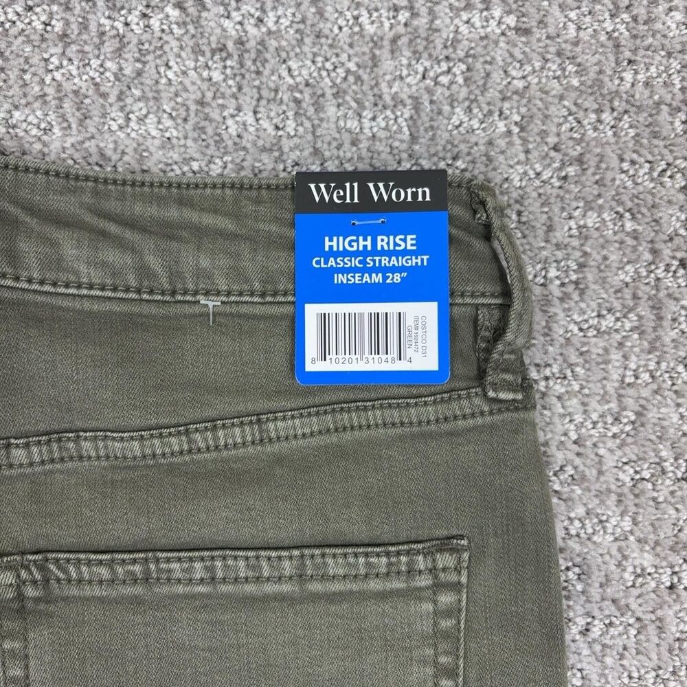Well Worn Jeans Women 10 Green High Rise Straight Stretch Denim Everyday Capsule - Picture 5 of 7